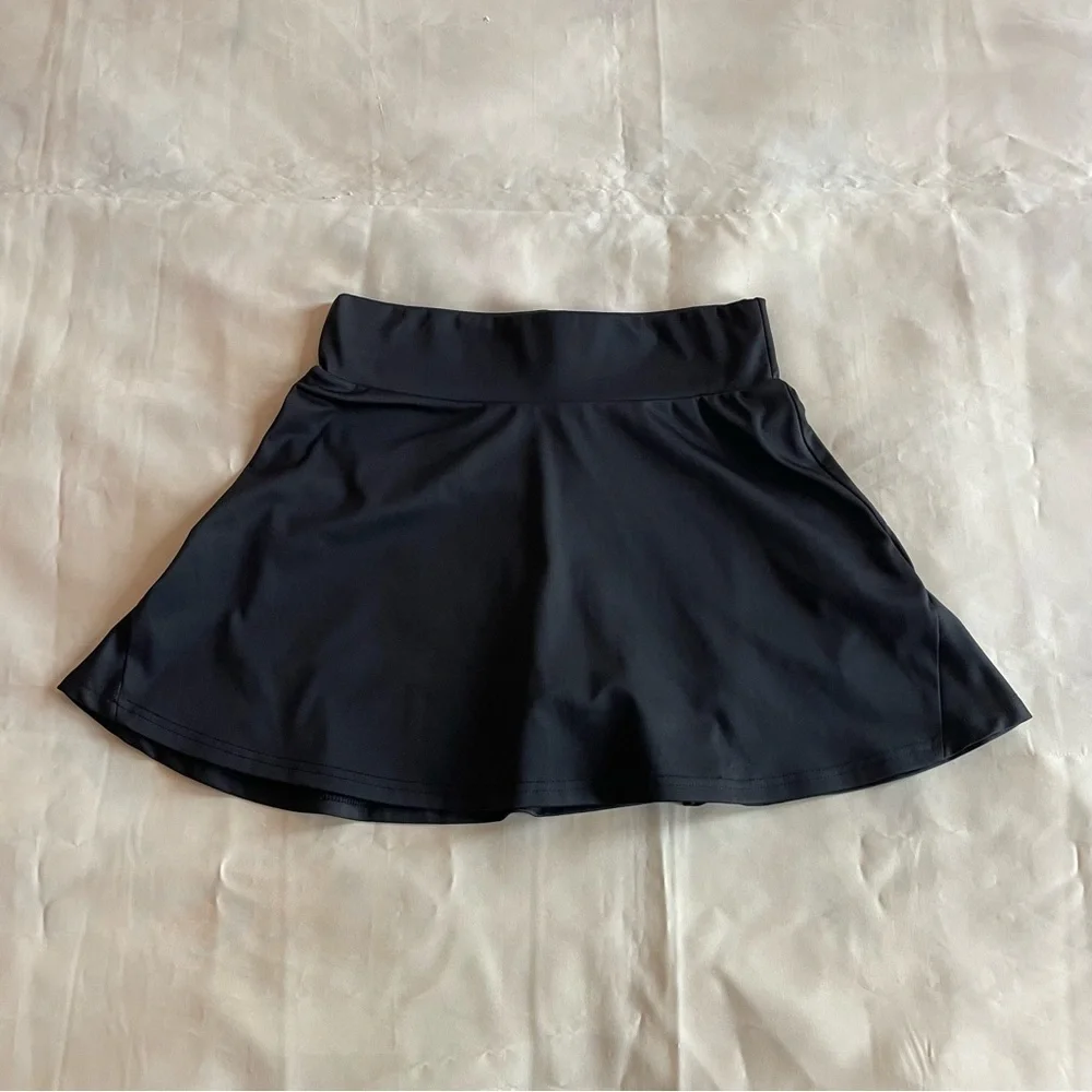 Dolls Kill- Black Mid Rise Micro Mini Skirt With Shorts Tennis Athletic Size L